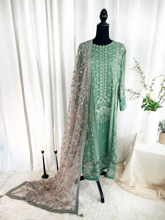 Dreamy Pastel Green Three Piece Shalwar Kameez